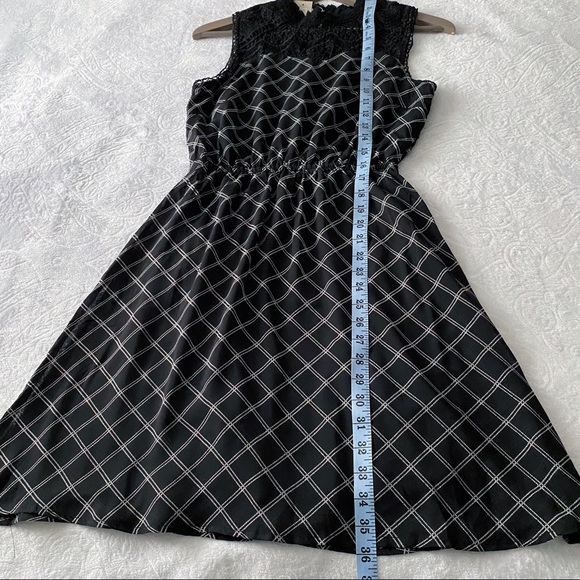 NWT Black Lace High Neck Plaid Dress vintage style LBD - Picture 2 of 10